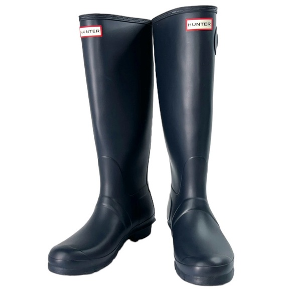 Hunter Size 9 Tall Wellington Wellies Rain Boots Matte Dark Navy Blue NICE! - Picture 1 of 16